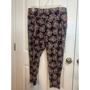 Terra & Sky Womens 2X Paisley Print Leggings Multi Color Stretch Plus
